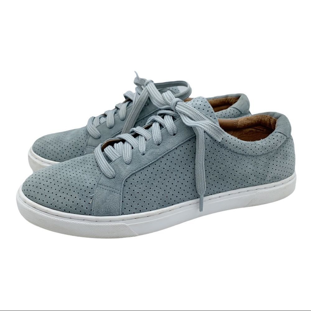 CASLON Gray Perforated Leather Sneakers Laced